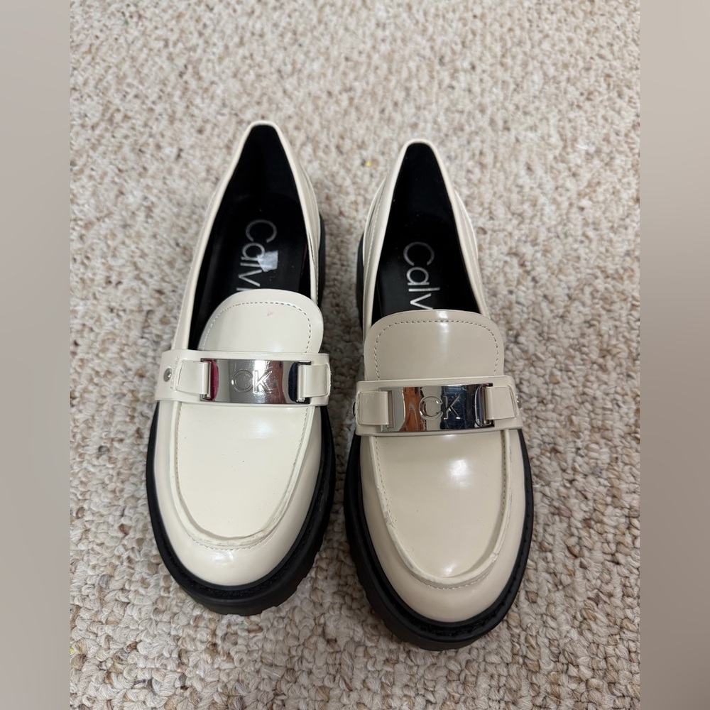 Calvin Klein Suzette Lug Sole Bit Loafer In Natural size 6M